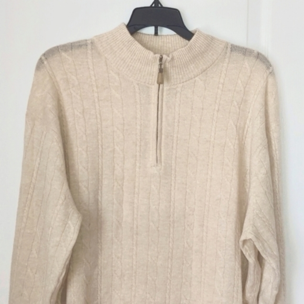 Peter Millar Cashmere/Linen 1/2 Zip Cable Knit Sweater. XL. $295